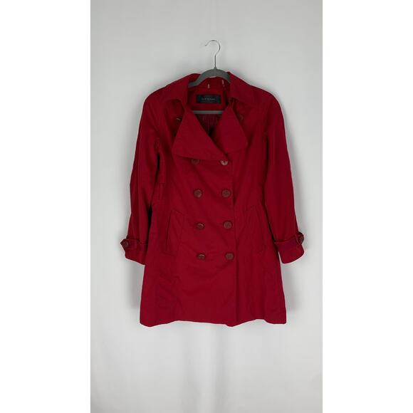 Elie Tahari Double Breasted Trench Coat Jacket Womens Small Red - Picture 1 of 12
